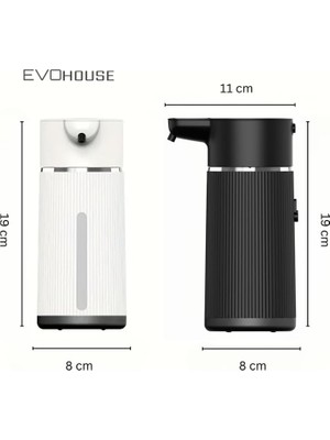 Otomatik Sensörlü Köpük Sıvı Sabunluk - Şarjlı- Dijital LED Ekran - Duvara Monte - E15 Model (Beyaz)