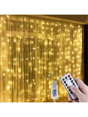 3x3 Metre Peri LED Kumandalı Perde Asma Kancalı Peri LED Yılbaşı LED Gün Işığı LED Işık 8 Modlu Parti Işığı Dekoratif Işık LED Saçak LED Işık Perde LED Yılbaşı Dekorasyon