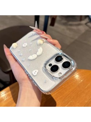 3D Melek Kanatlı Yıldızlı Şeffaf Simli iPhone 15 Uyumlu Kılıf – Kamera Korumalı, Darbe Emici Silikon