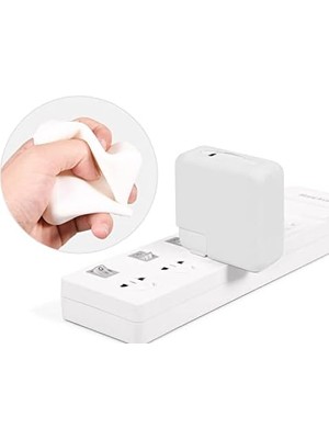 MacBook Şarj Adaptör Kılıfı Silikon 96W 87W 85W Magsafe Usb-C Uyumlu A3427 A3185 A2992 A2779 A2442 A2141 A1990 A1707 A1398 A1297 A1286 | Esnek Ince Koruyucu Kapak Beyaz