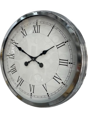Kuhi 60 cm Krom Metal Roma Rakamlı Duvar Saati