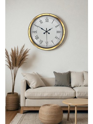 Kuhi Gold Şık 40 cm Metal Roma Rakamlı Duvar Saati
