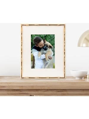 Frames Bambu Tasarımlı Metal Çerçeve, 8X10, Mat 5x7, Altın