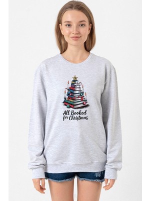 Tshirthane All Booked For Christmas Grimelanj Kadın 2ip Sweatshirt