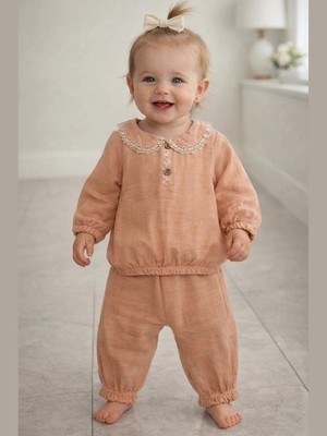 Lumbi Baby Fisto Yaka Detaylı Kız Bebek 2’li Takım