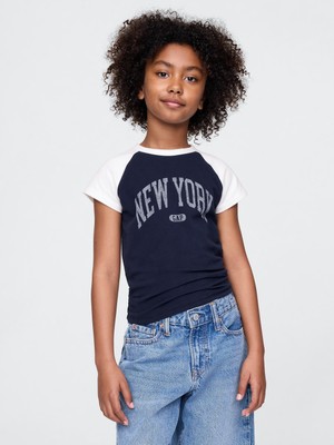 Gap Kız Çocuk Lacivert Gap Logo Raglan T-Shirt