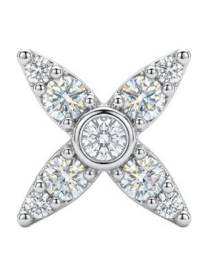 Gençay Kuyumculuk Beyaz Altın Pırlanta Işıltılı Floral Piercing