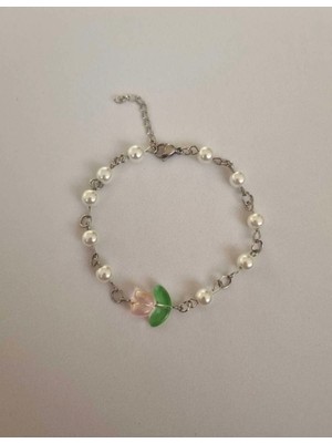 Glactuca Craft Fairycore Zarif Coquette Fiyonk Lale Charm Inci Bileklik Y2K