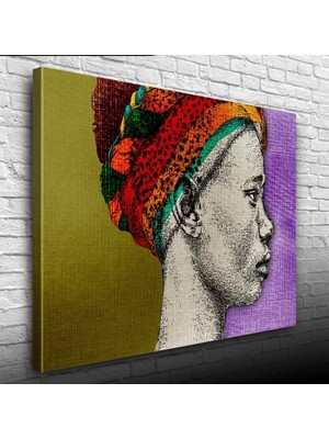 İşsevenler Afrikalı Yerli Kadın Portresi Kanvas Tablo 50 x 70