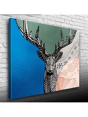 İşsevenler Dijital Efektli Geyik Dekoratif Kanvas Tablo 50 x 70
