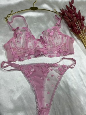 Nivene PEMBE DANTELLİ BRALET TAKIM