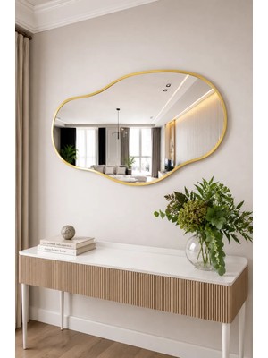 Cg Home Asimetrik Ayna, Konsol Aynası, Dresuar Aynası, Tuvalet Aynası, Salon Aynası 90 x 50  cm