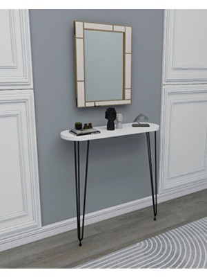 Empressco Şık Elips Dresuar 60X85 cm Beyaz Modern Tasarım