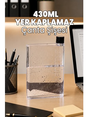 Destpak 430 ml Matara - Çantada Yer Kaplamaz Suluk - Ofis Okul Suluğu - Ince Şişe Dar Şişe - Sığ Su Şişesi