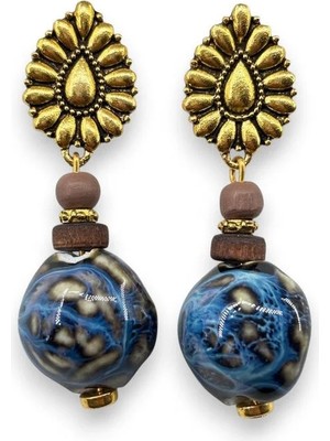 Boncuk Ay Küpe Şık Hediye