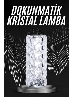 Kanonik Education Kristal Lamba Masa Lambası Şarjlı Masa Lambası Dokunmatik Sensör USB Şarjlı