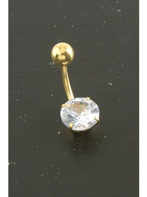 Lizbon Center Yuvarlak Zirkon Taşlı Çelik Piercing 1 Adet