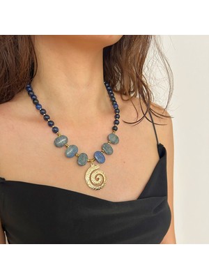 Suerte Accessories Çelik Sonsuzluk Sembolü Uçlu Lapis Lazuli Doğal Taş Sodalit Doğaltaş El Tasarım Kadın Kolye