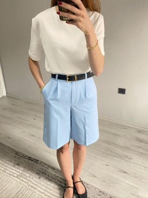 Nice Boutique Yüksek Bel Duble Kumaş Bermuda Şort