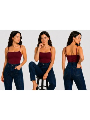 İngegno Body Ip Askılı Model Örme Ring Kumaş Viskon Kadın Body