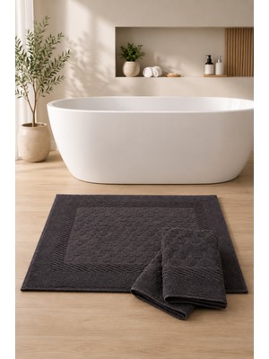 Elovias 3'lü Damla Desen Banyo Paspası Ayak Havlusu 50X70 cm | %100 Pamuk, Yumuşak Dokulu, Hızlı Su Emici, Banyo Paspas Seti