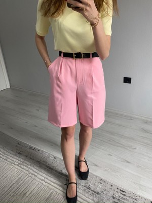 Nice Boutique Yüksek Bel Duble Kumaş Bermuda Şort