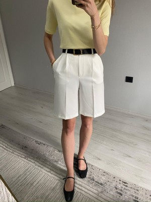 Nice Boutique Yüksek Bel Duble Kumaş Bermuda Şort