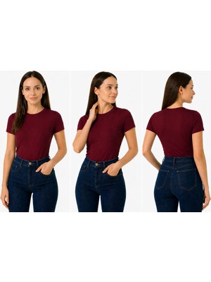 İngegno Body Bisiklet Yaka Yarım Kol Örme Kumaş Viskon Body Kadın