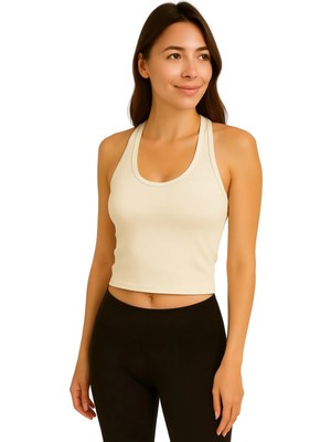 İngegno Body Kadın %95 Viskon Ring Örme Kumaş Halter Yaka Body