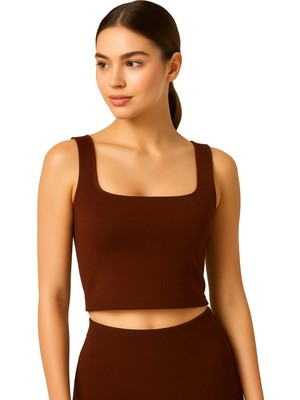 İngegno Body Kadın %95 Viskon Ring Örme Kumaş Kare Yaka Askılı Body