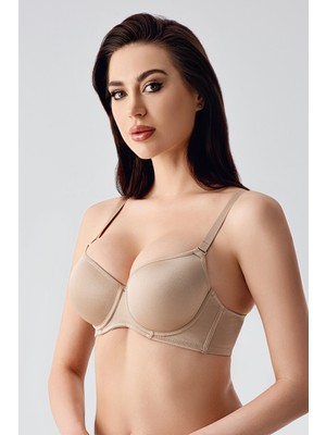 NEWBRA LINGERIE Kadın Kaplı Balenli/telli Desteksiz C Cup Büyük Beden Sütyen - Camel