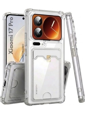 HANPORIUM Xiaomi 17 Pro Uyumlu Kartlıklı Kılıf Darbe Emici Köşe Korumalı Cüzdanlı Esnek Silikon Kapak - Şeffaf