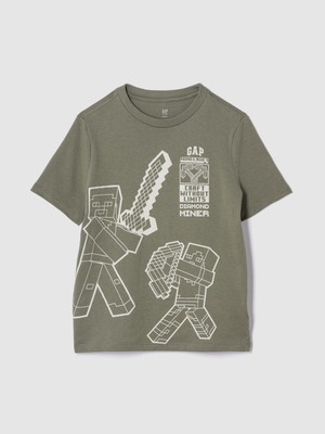 Gap Erkek Çocuk Yeşil Minecraft Grafikli T-Shirt