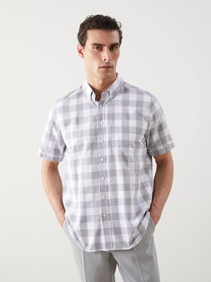 Lc Waikiki Yeni Sezon Regular Fit Kısa Kollu Ekose Armürlü Erkek Gömlek
