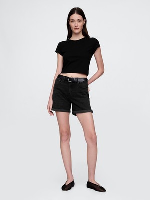 Gap Kadın Siyah 5" Mid Rise Denim Girlfriend Şort