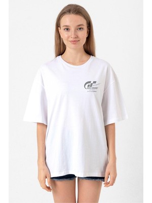 Gran Turismo Concept Beyaz Kadın Oversize Tshirt
