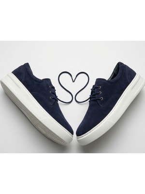 Growish GD0465 Hakiki Lacivert Nubuk Deri Günlük Rahat Kullanım Keten Şort Altı Erkek Sneaker Casual Yürüyüş Spor Ayakkabısı