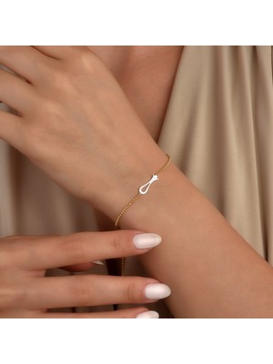 Nox Jewelry 14 Ayar Altın Kaplama Iki Renkli Lale Figürlü Gümüş Bileklik - BPC00113