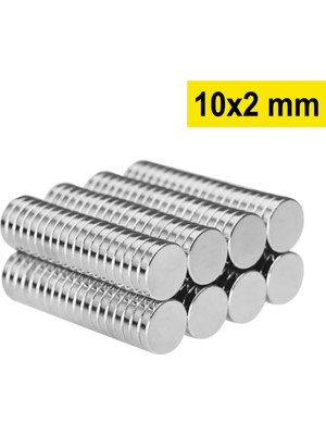 Epilons 10 Adet 10X2MM Yuvarlak Neodyum Mıknatıs Güçlü Magnet Nikel Kaplamalı