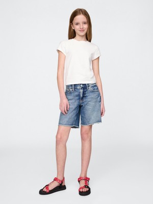 Gap Kız Çocuk Mavi Low Rise Stride Denim Bermuda Şort