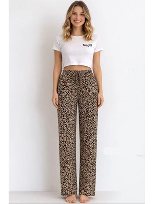Marsilyan Viskon Pamuklu Kadın Leopar Desenli Pijama Pantolon - MG005 - Mudanis