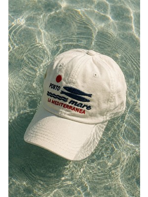 Külah Porto Mare Beyaz Nakışlı Yazlık Şapka - Limited Edition