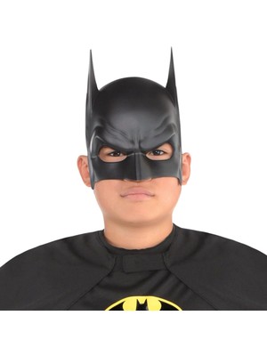 Marsilyan Siyah Renk Çocuk Boy Arkadan Lastikli Batman Maskesi A Kalite  20X14 cm
