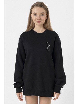 Tshirthane Siyah Beyaz Dna Siyah Kadın 2ip Sweatshirt