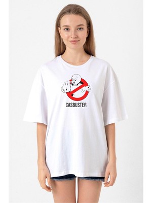Casper The Friendly Ghost Casbuster Beyaz Kadın Oversize Tshirt