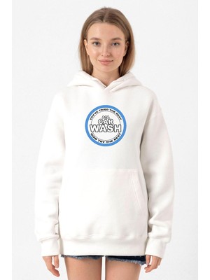Tshirthane Breaking Bad A1A Car Wash Beyaz Kadın 3ip Kapşonlu Sweatshirt