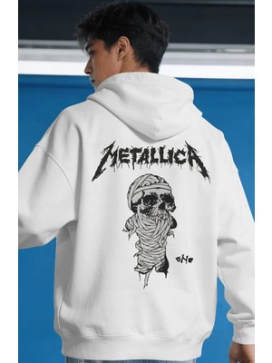 Sevbano Metallica Rock Metal Müzik Grubu Sırt Baskılı Unisex Oversize Premium Hoodie