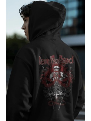 Sevbano Lamb Of God Rock Metal Müzik Grubu Sırt Baskılı Unisex Oversize Premium Hoodie