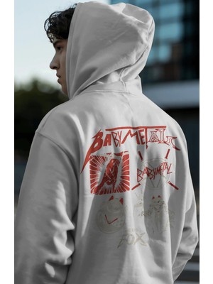 Sevbano Baby Metal Rock Metal Müzik Grubu Sırt Baskılı Unisex Oversize Premium Hoodie