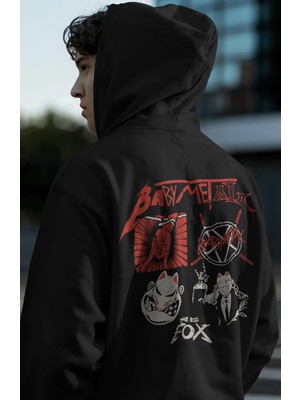 Sevbano Baby Metal Rock Metal Müzik Grubu Sırt Baskılı Unisex Oversize Premium Hoodie